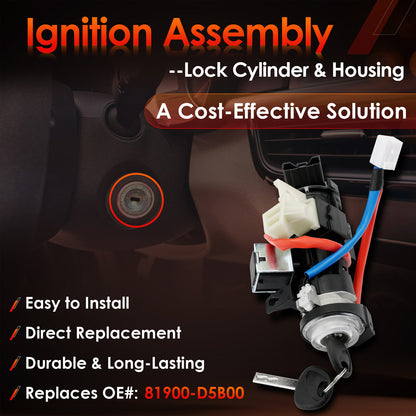 81991-35240 Ignition Lock Cylinder Switch &Cylinder Housing For 16-20 Kia Optima