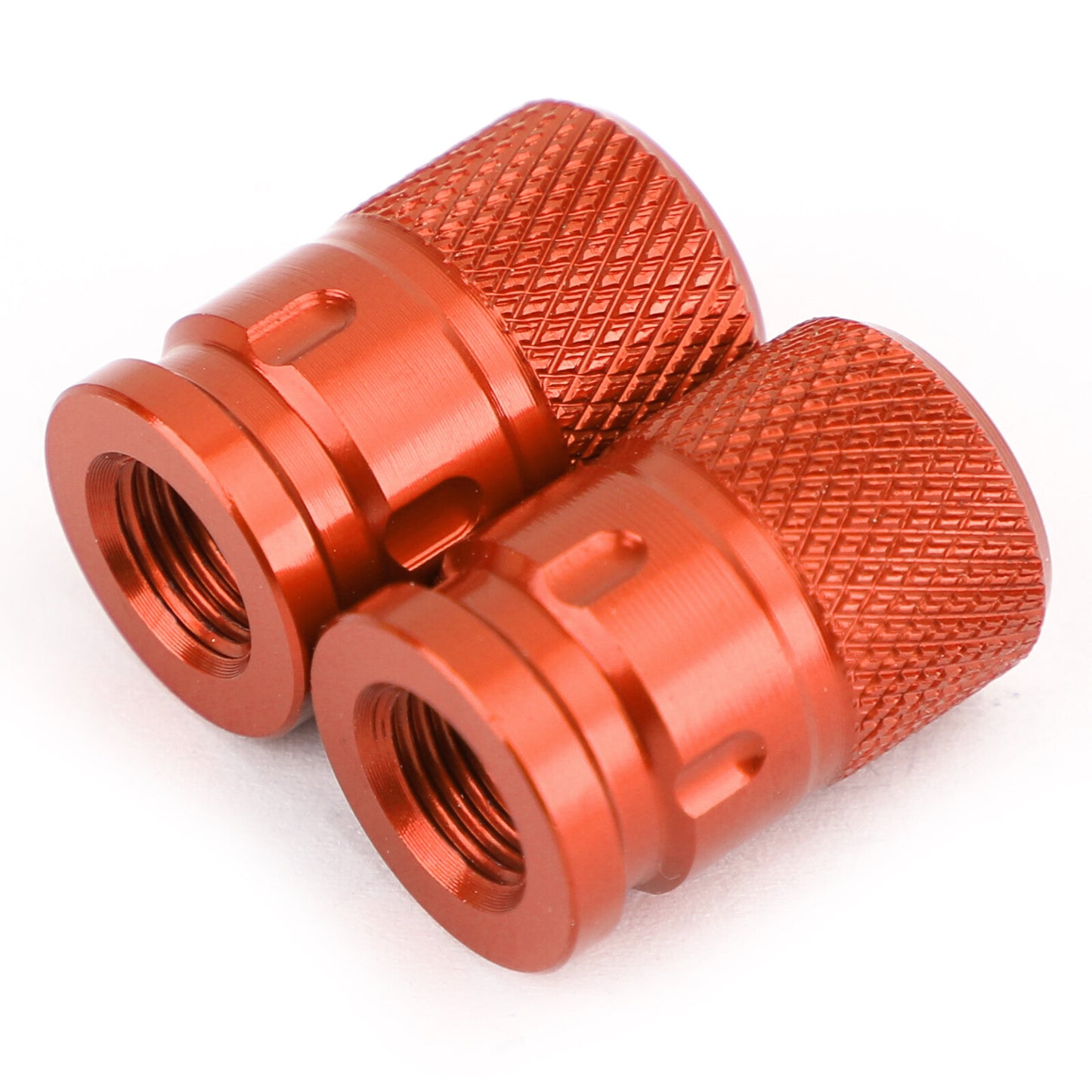 Pair CNC Orange Anti-Thief Tire Valve Stem Caps For Car Truck Bike Motorcycle