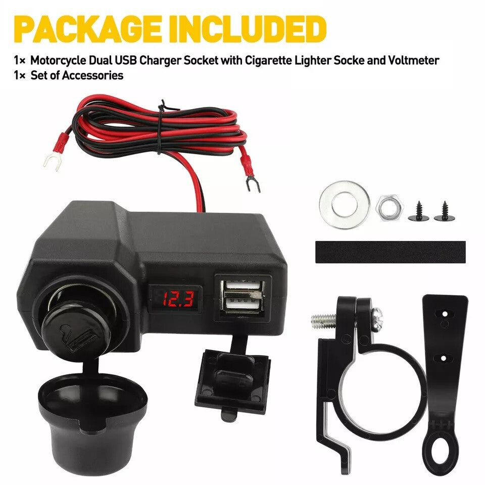 12V Waterproof Motorcycle Accessories Dual USB Charger Power Port Adapter Socket