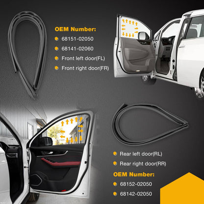 4x Weatherstrip Door Window Rubber Channel Seal For 2002-2006 Toyota Corolla