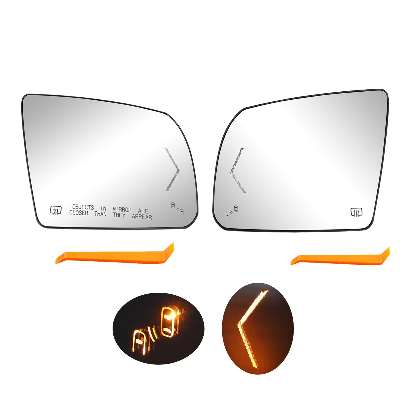 Left & Right Side Heated Mirror Glass w/ BSM Signal Kit For 07-20 Toyota Tundra