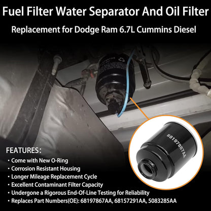 6.7L Cummins Oil & Fuel Filter Kit For 2013-2018 RAM 2500 3500 4500 5500 291AA