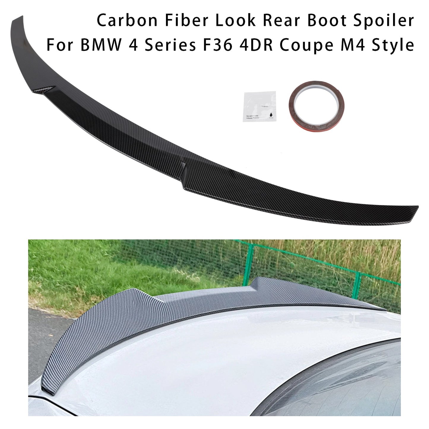 Carbon Fiber Look Rear Boot Spoiler For BMW 4 Series F36 4DR Coupe M4 Style