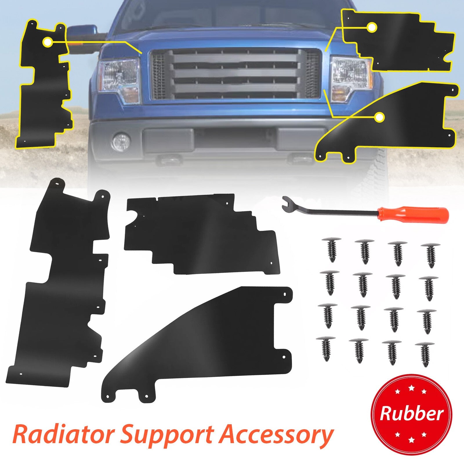 Solid Spare For Ford F150 2009-2014 Radiator Grille Air Deflector Set W/ Mounting hardware