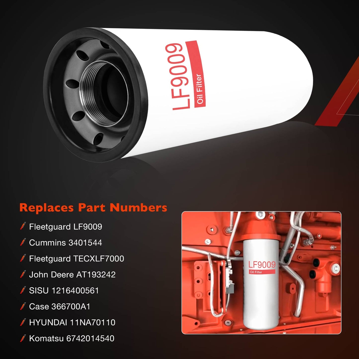 LF9009 Oil Lube Fuel Filter Fits For Fleetguard Cummins ISL ISL9 ISB PX-9 6CT