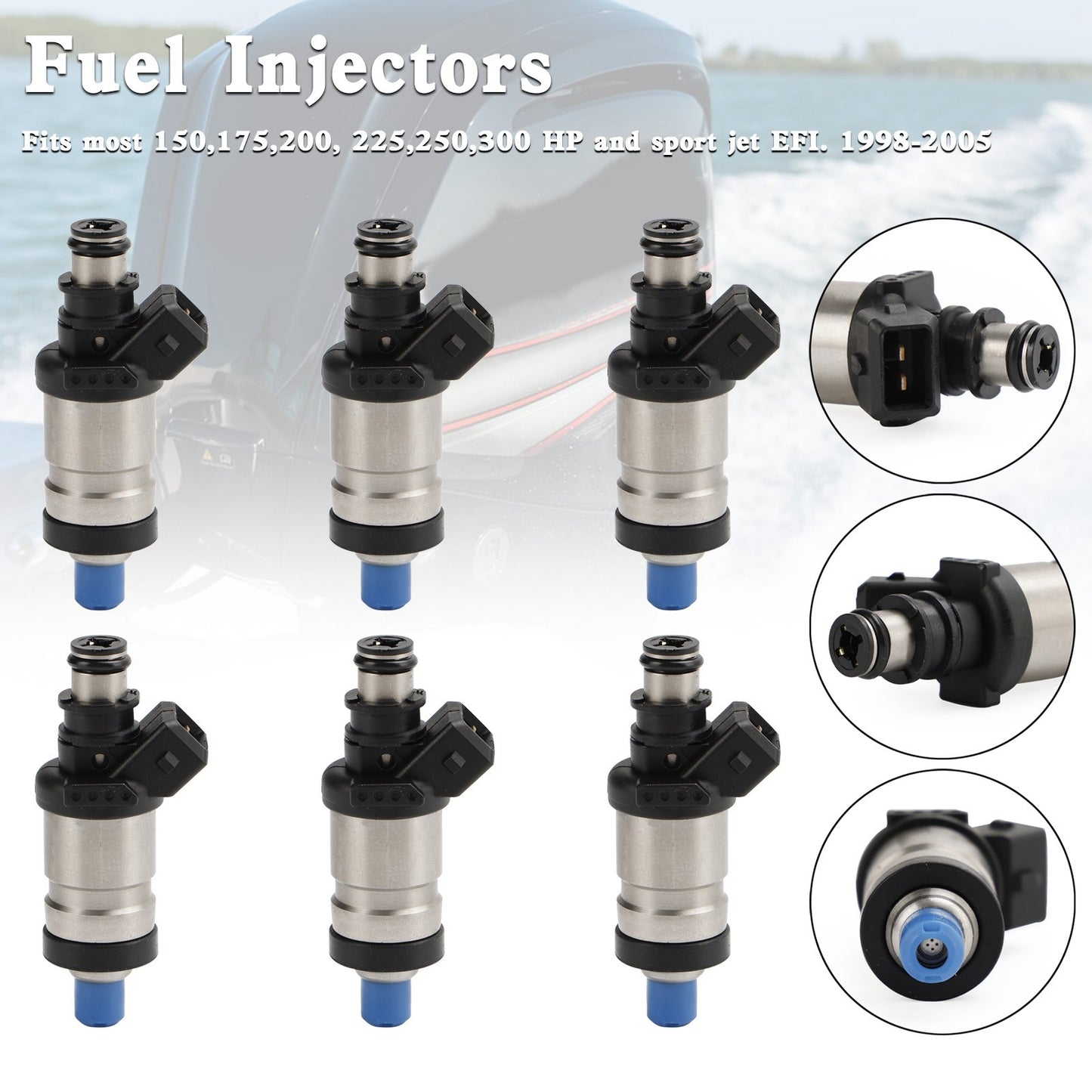 6* 18715T1 Fuel Injectors For Mercury Outboard 150 175 200 225 250 300 HP 98-05