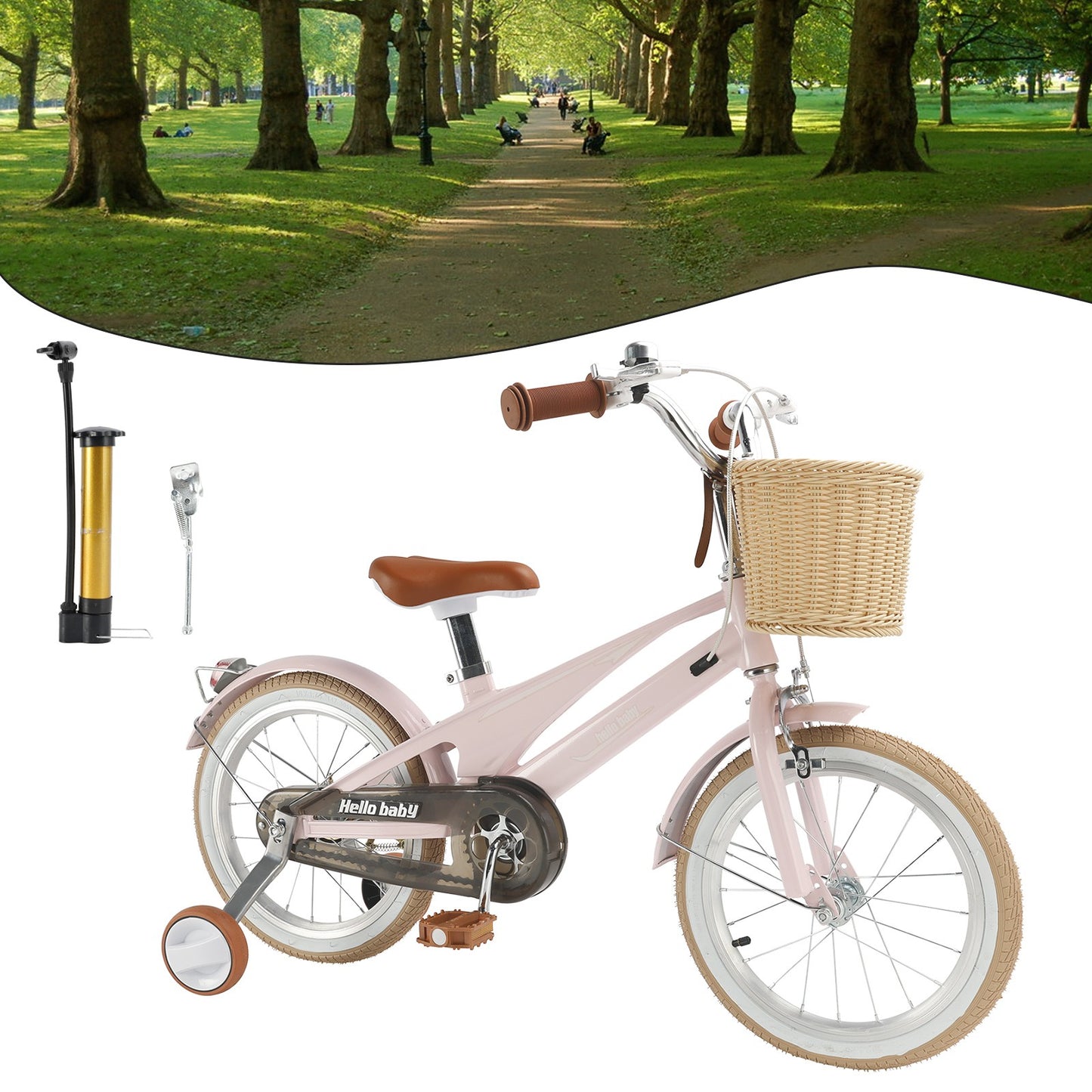16 inches Kid's Bike Child Bicycle for Ages 7~9 Years Boys and Girls with Basket