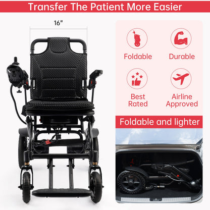 360W Electric Wheelchair Lightweight Folding Wheelchair for Adults Seniors_Black