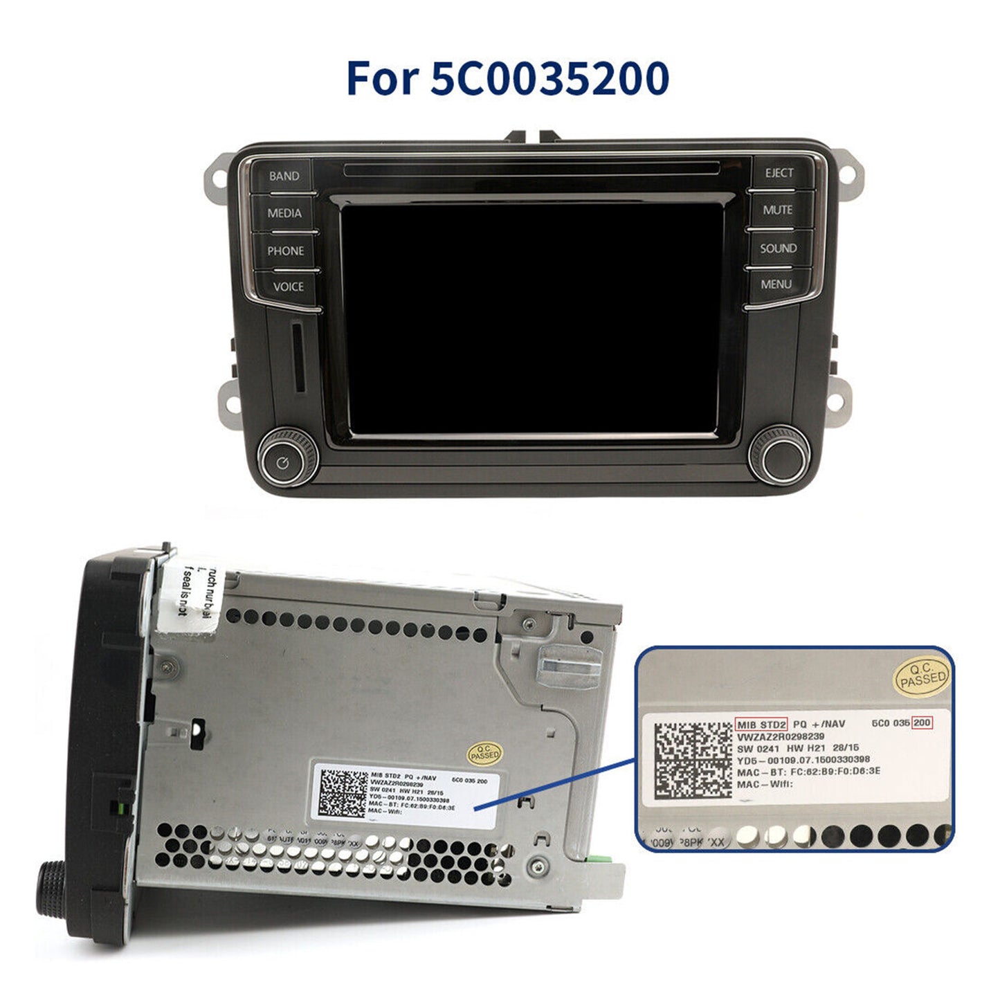 6.5" LCD Touch Screen Display For VW Skoda MIB STD2 684 200 TDO-WVGA0633F00045