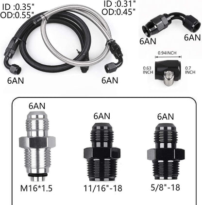 Universal 6AN Power Steering Pump Hose Kit For GM LS Swap Pressure Return Line