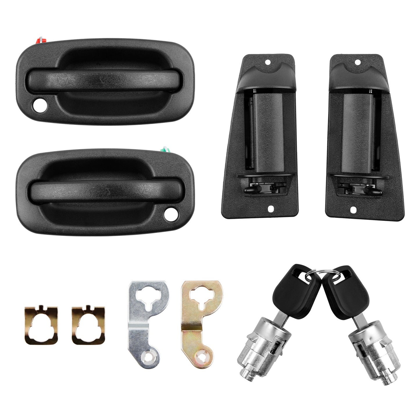 4X Exterior Door Handles w/ Lock Cylinder Fit 99-2007 Chevy Silverado GMC Sierra