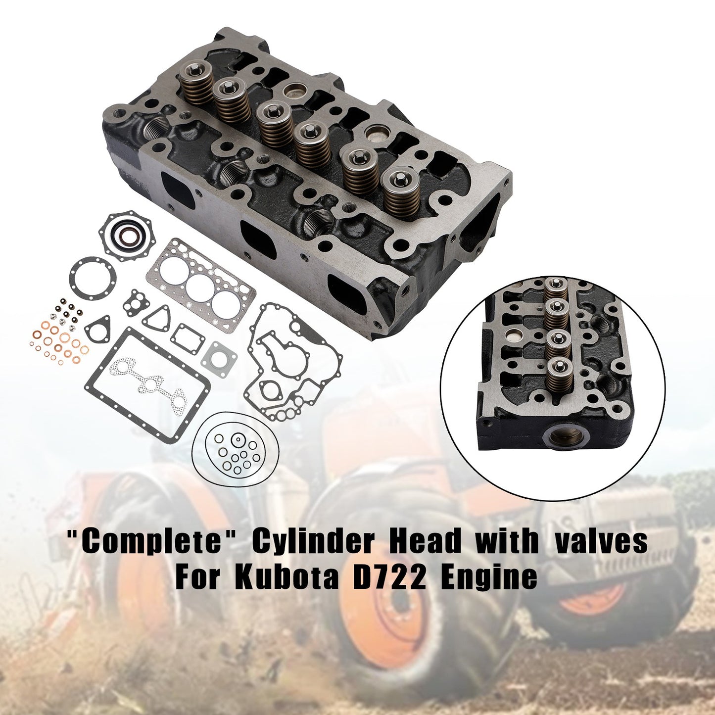 Complete Cylinder Head Assy+Gasket Kit For Kubota D722 Excavator Lawn Tractor*