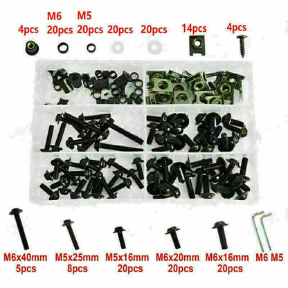 177X Fairing Fender Fastener Kit Body Work Screws Bolts Washers Motorcycle BK.