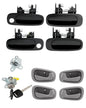 Interior & Exterior Door Handle Set w/ Lock Cylinder &Key For 98-02 Prizm Toyota