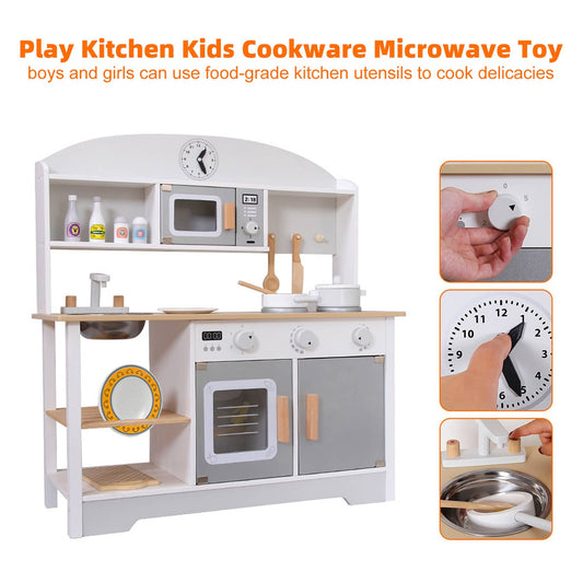 Solid Spare Play Kitchen Kids Cookware Microwave Toy Gift Play Set For Boys Girls Age 3-8
