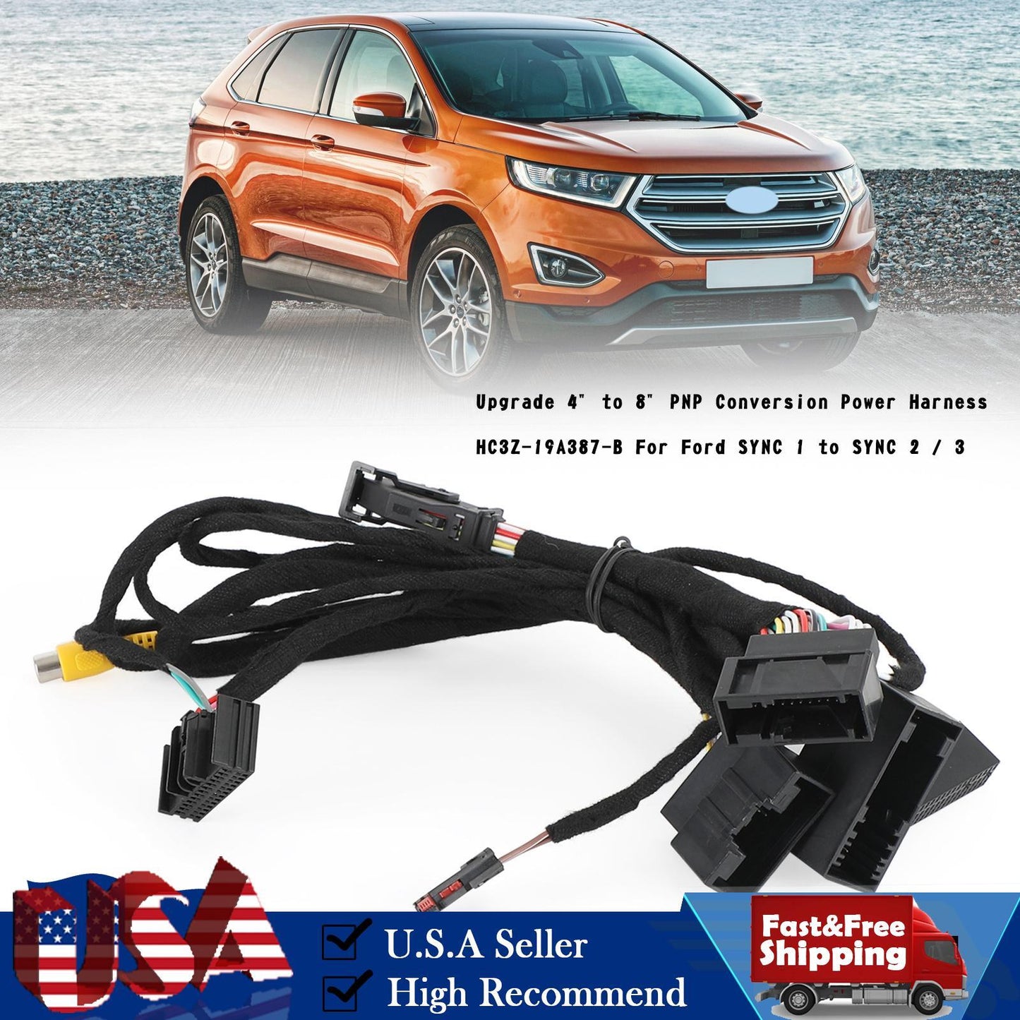 4" to 8" PNP Conversion Power Harness HC3Z-19A387-B For Ford SYNC 1to SYNC 2/3