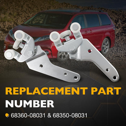 68360-08031 Bottom Sliding Door Roller Hinge Set Fit 10-21 Toyota Sienna 2.7 3.5