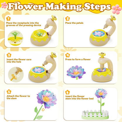Flower Bouquet Making Kit DIY Flower Bouquets Craft Toy For 4+ Year Kid Yellow