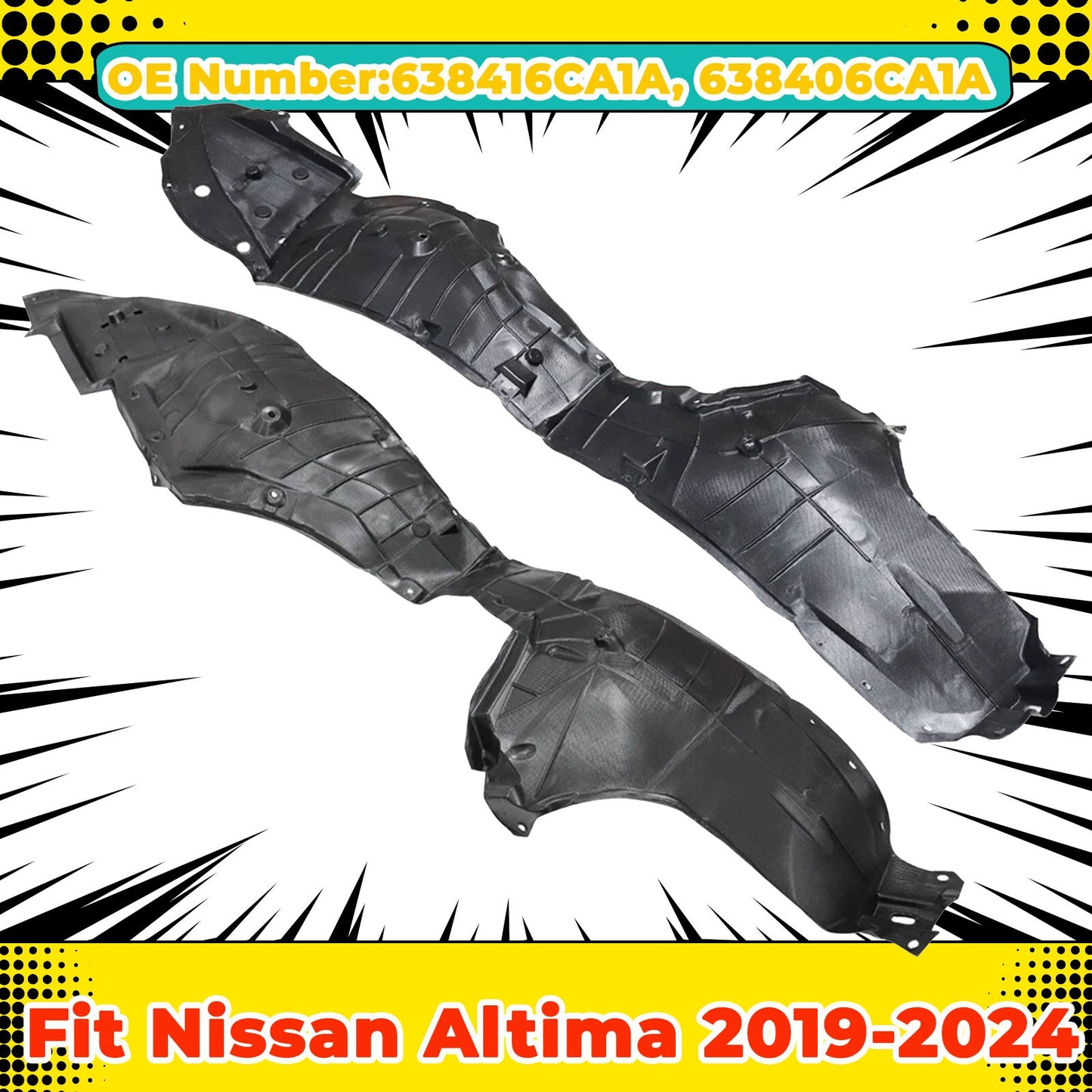 Front Driver Passenger Side Fender Liner Set For Nissan Altima 2.5L 2019-2024