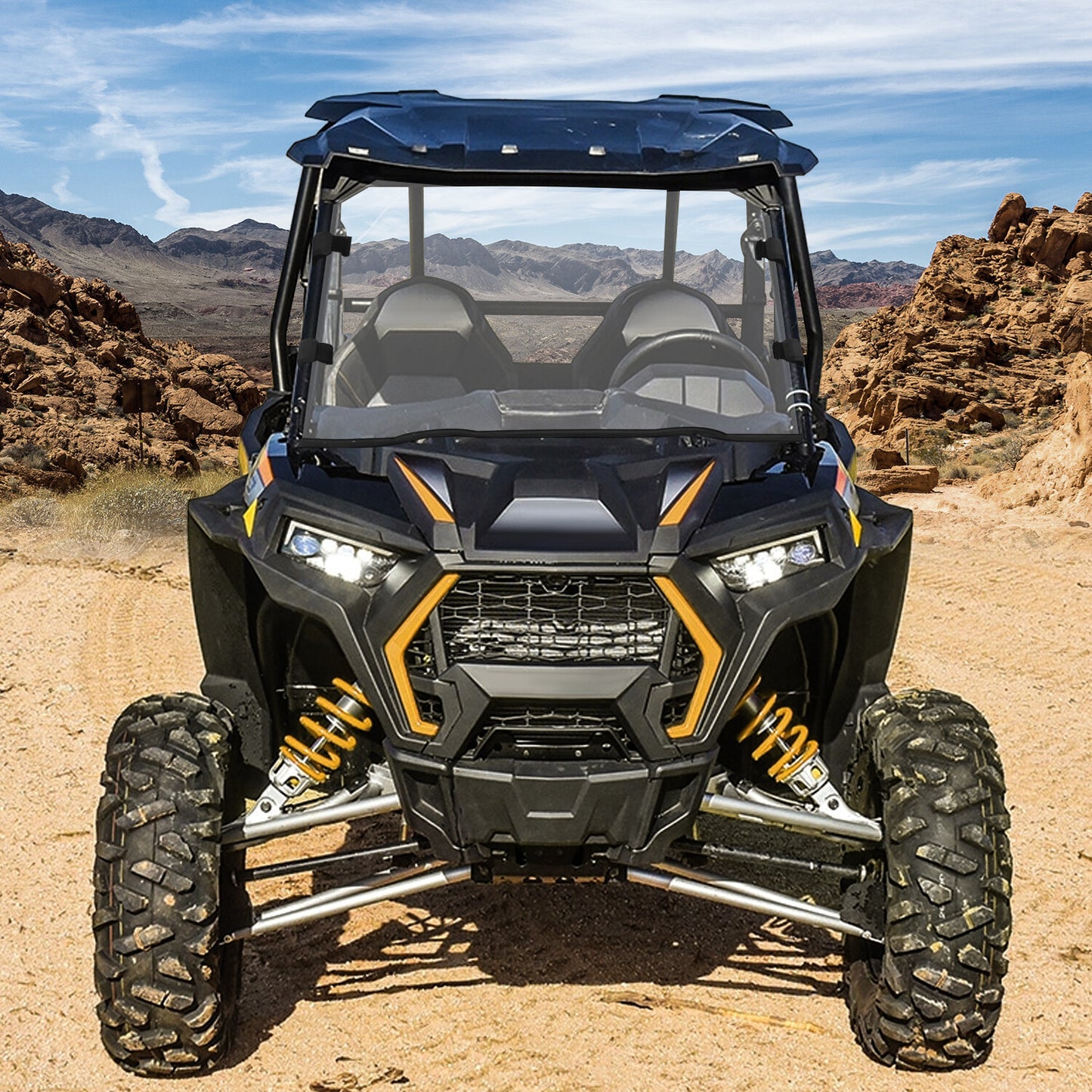 Solid Spare Full Windshield For Polaris RZR 900 1000 Turbo 2014-2021 w assembly fitting sets