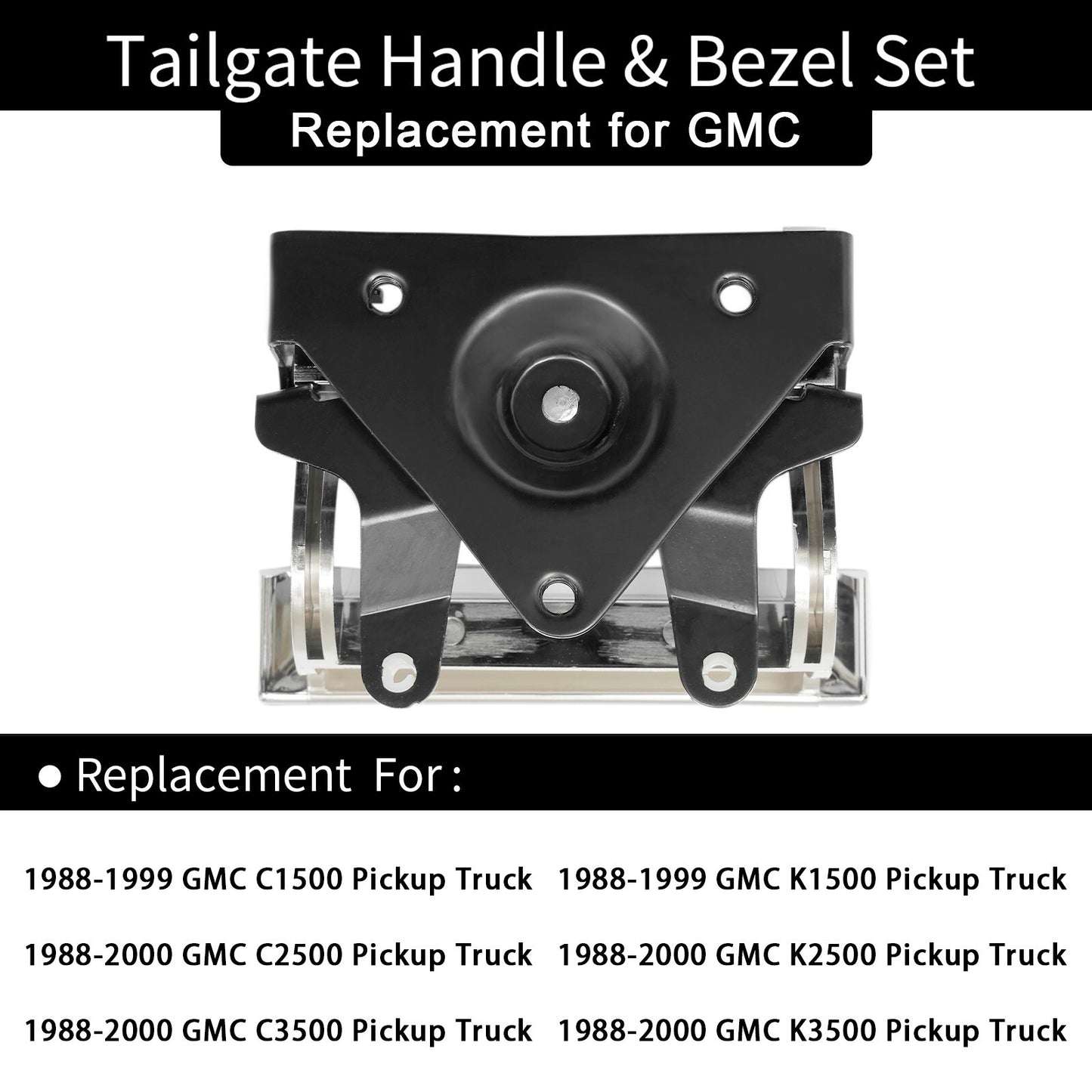 Chrome Tailgate Handle & Plastic Bezel Set for 1988-2000 GMC C/K 1500 2500 3500