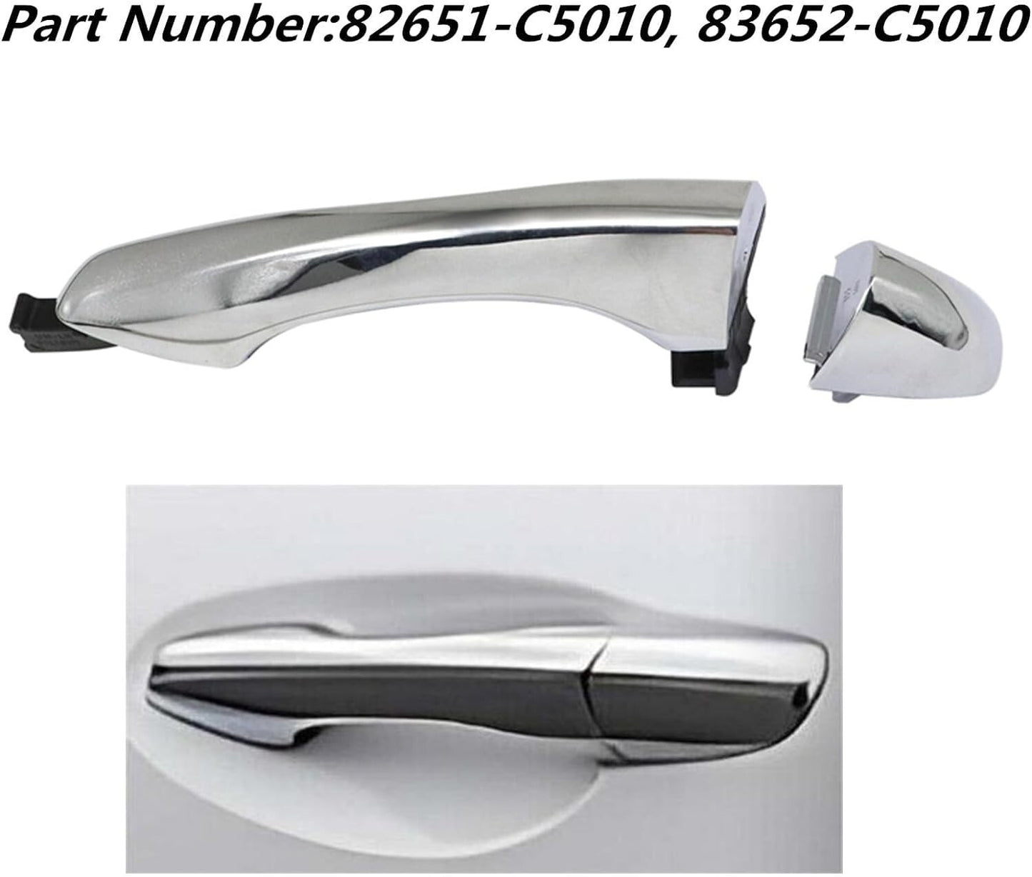 Exterior Door Handle Rear Left Driver Side For 2016-2020 Kia Sorento Chrome