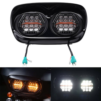 Solidspare 5.75'' 5-3/4" Dual LED Headlight Head Lamp Hi-Low For Harley Road Glide 1998-13
