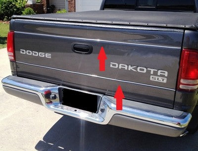 CHROME TAILGATE TRIM MOLDING INSERT STRIPS For DODGE DAKOTA PICKUP 97-04