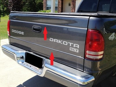 CHROME TAILGATE TRIM MOLDING INSERT STRIPS For DODGE DAKOTA PICKUP 97-04