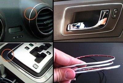 SILVER MICRO TRIM DASH GAUGES STEREO SPEAKERS CONSOLE DIY CHROME TRIM 4mm