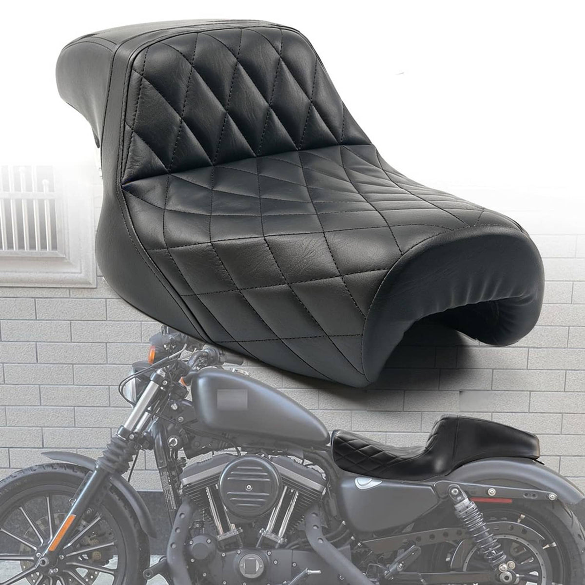 Solidspare Driver Passenger 2-up Seat For Harley Sportster 04-06 10-22 Iron 883 2.3-3.5 GAL
