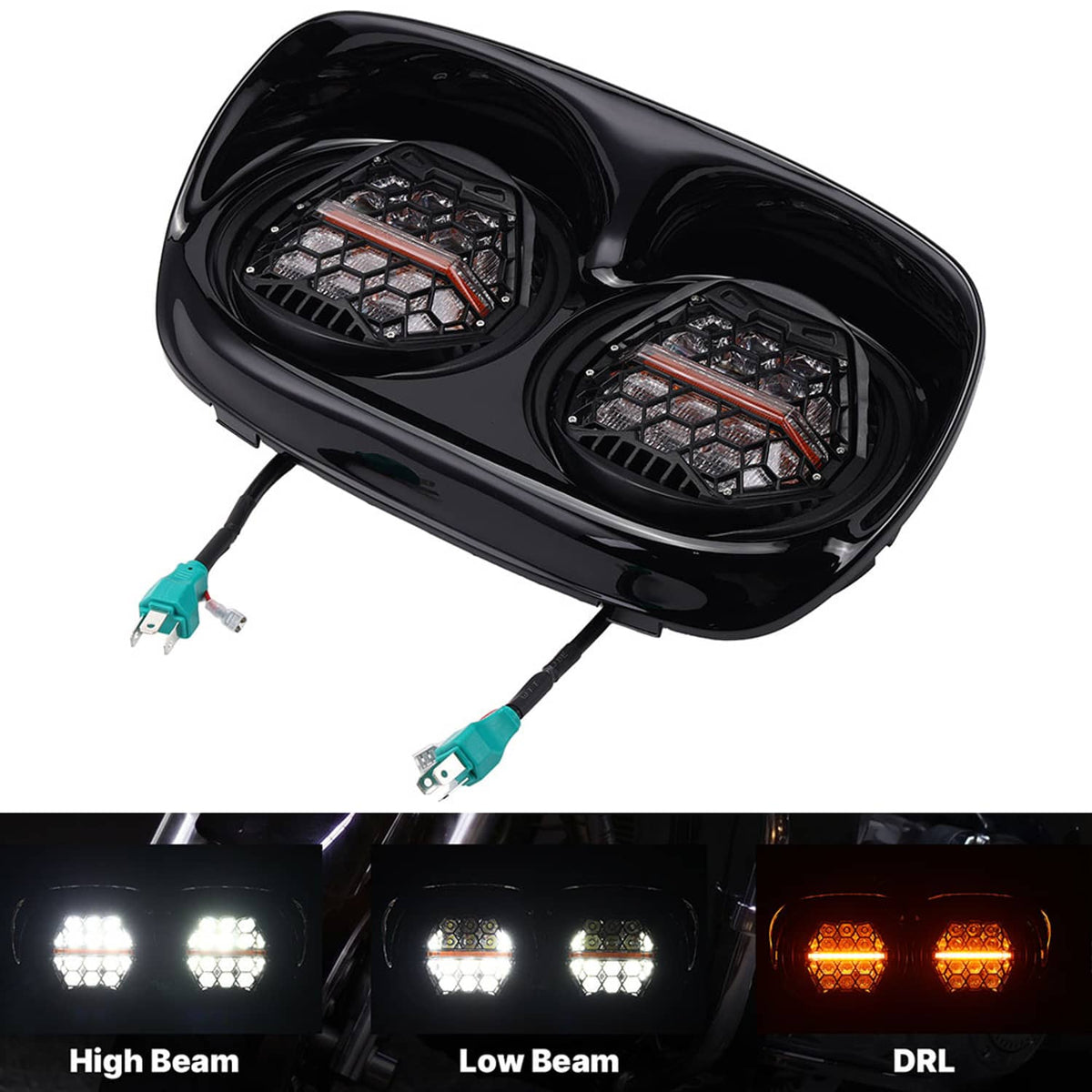 Solidspare 5.75" Dual LED Headlight w/ Amber DRL For Harley 1998-2006 Road Glide EFI FLTRI