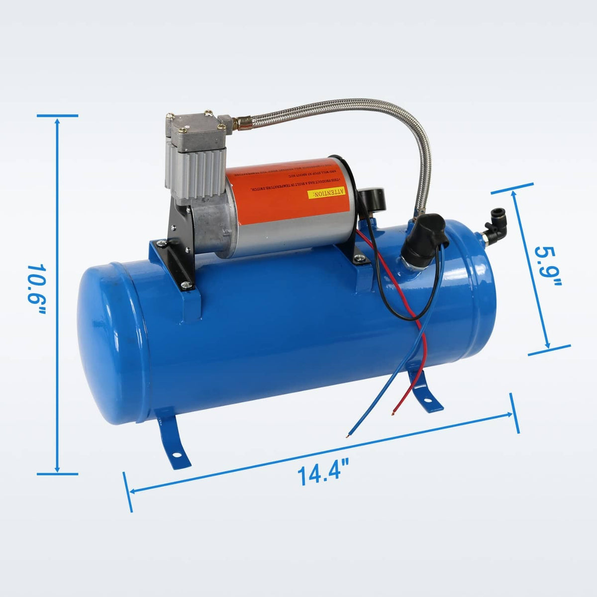Solidspare 150PSI AIR COMPRESSOR WITH 6 LITER TANK DC 12V FOR TRAIN HORNS MOTORHOME TIRES