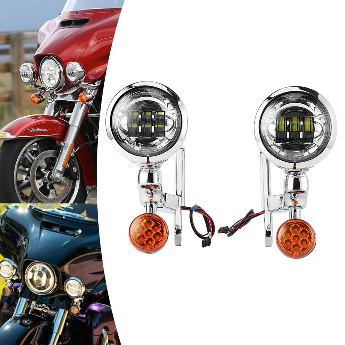 Solidspare 4.5" Auxiliary Spot Fog Light LED Turn Signal Light W/Bracket For Street Glide