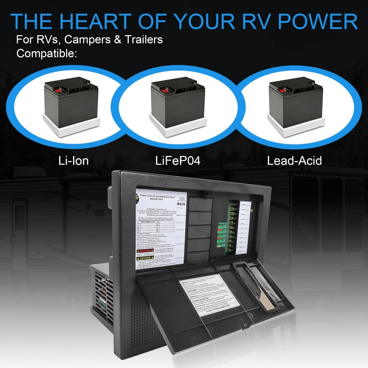 Solidspare WF-8975-AD 75 AMP RV Power Converter Power Center Battery Chargers for rv,Camper
