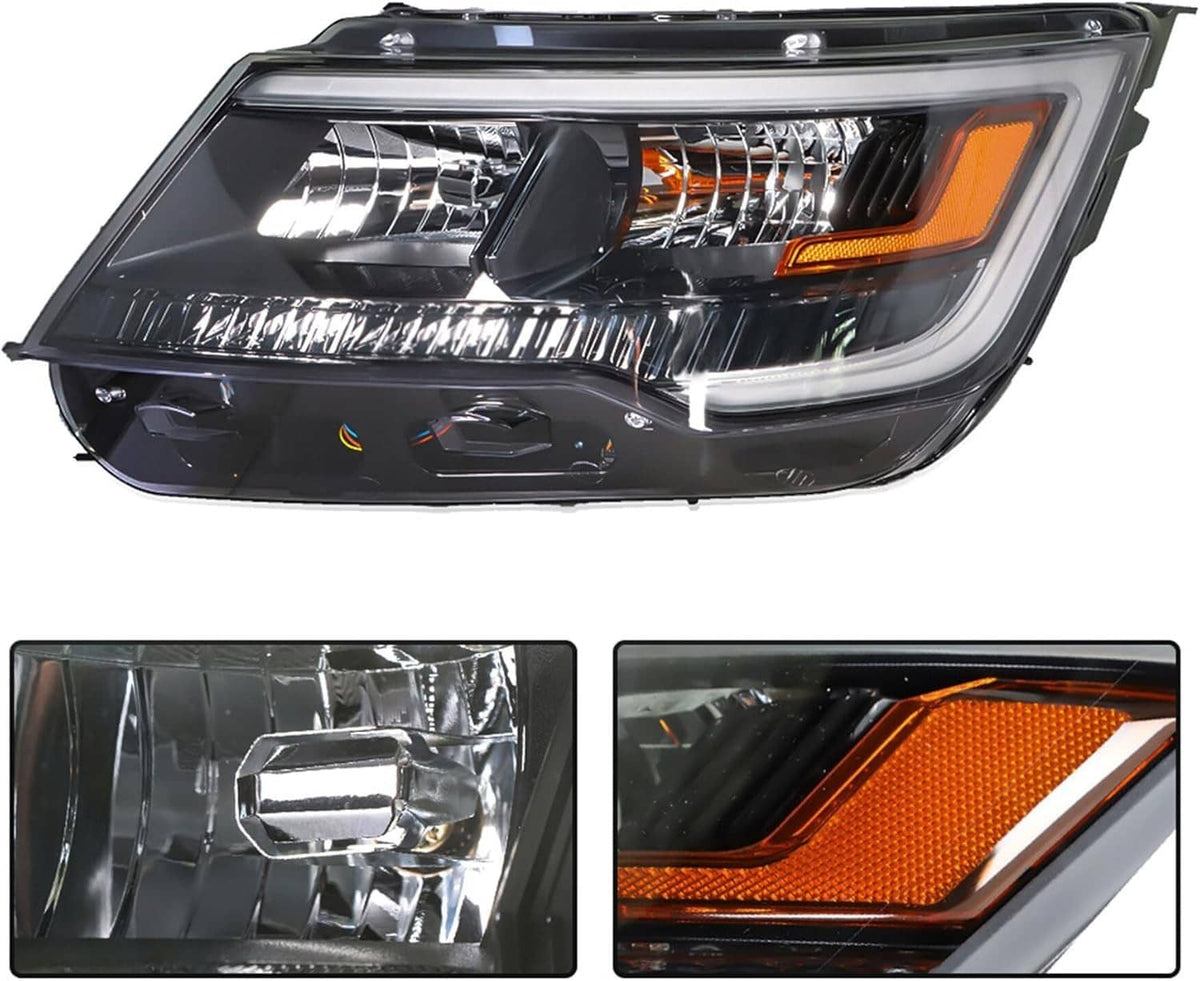 Solidspare Left & Right Side Headlights Assembly w/LED DRL For 2016-2019 Ford Explorer New