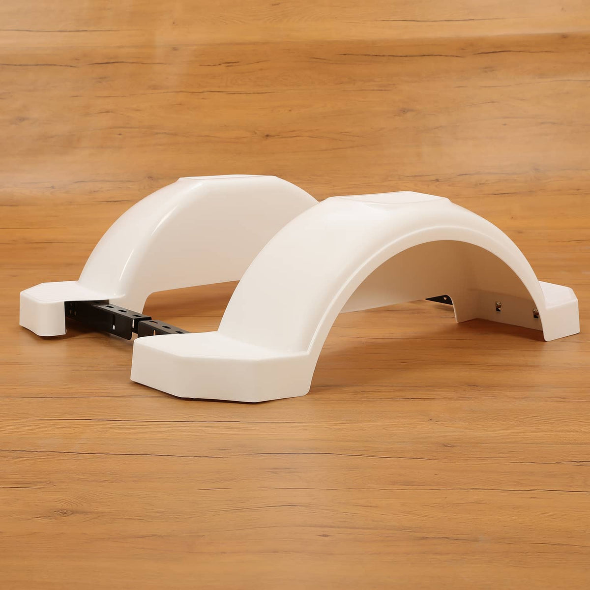 Solidspare Pair L&R Single Axle Trailer Fenders White HDPE For 13" diameter Wheels Tires