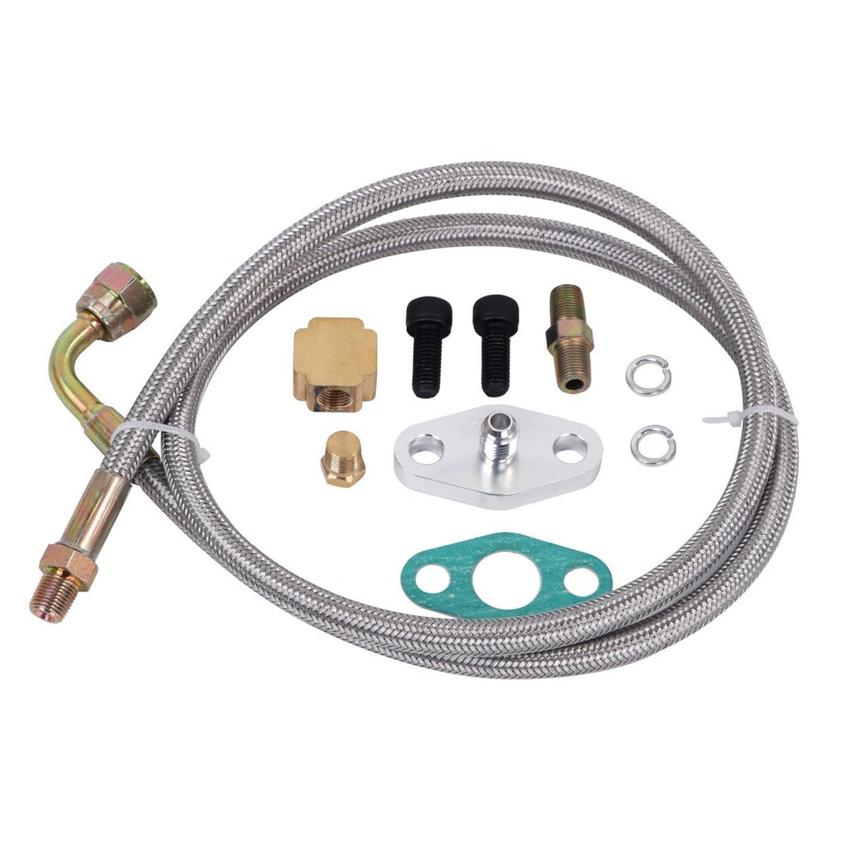 Solidspare 41" Turbo Oil Feed Line Kits For T3 T4 T60 T61 T70 1/8 PNT 90 Degree AN4
