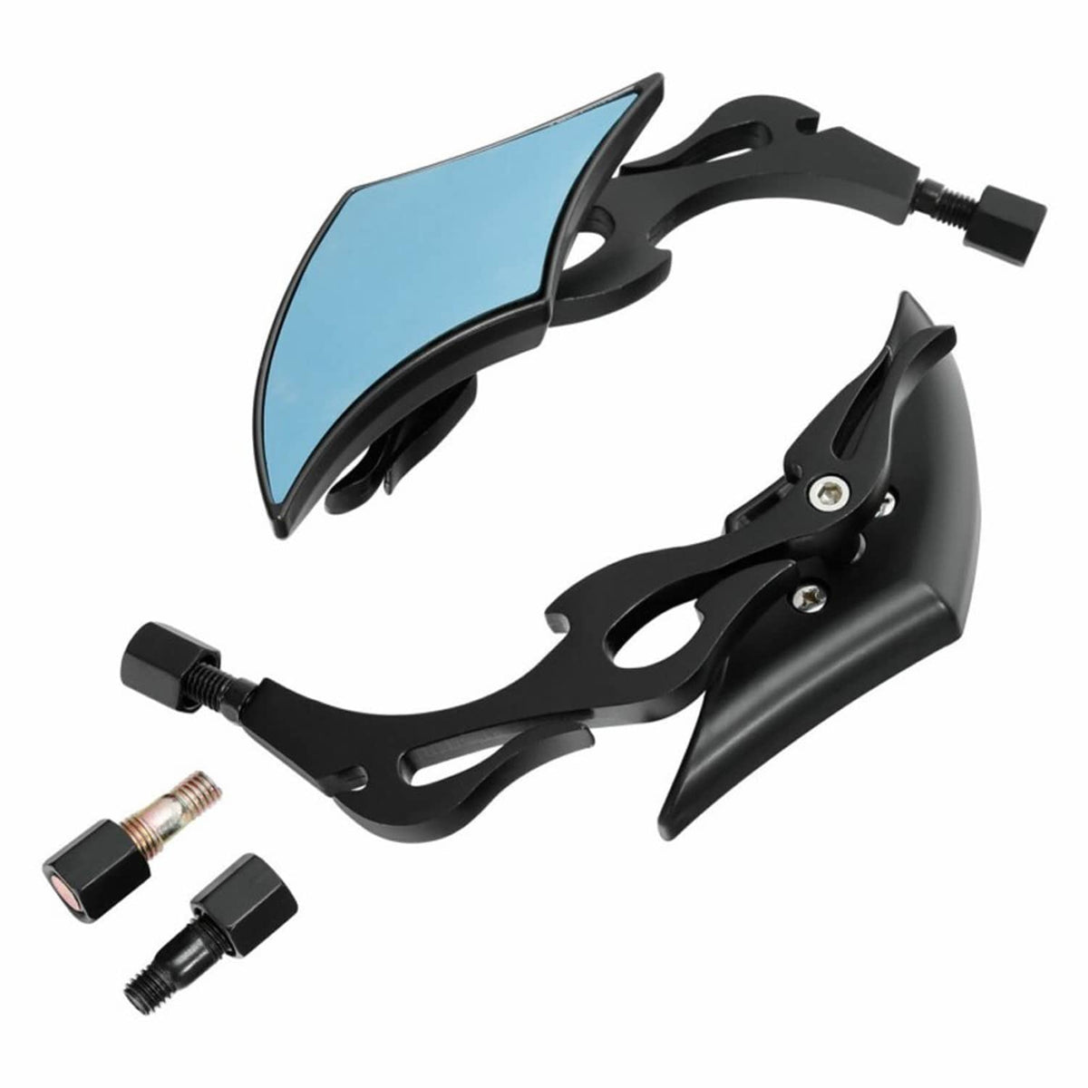 Solidspare 8/10mm Black Motorcycle Rearview Side Mirrors For Harley Cruiser Chopper Bobber