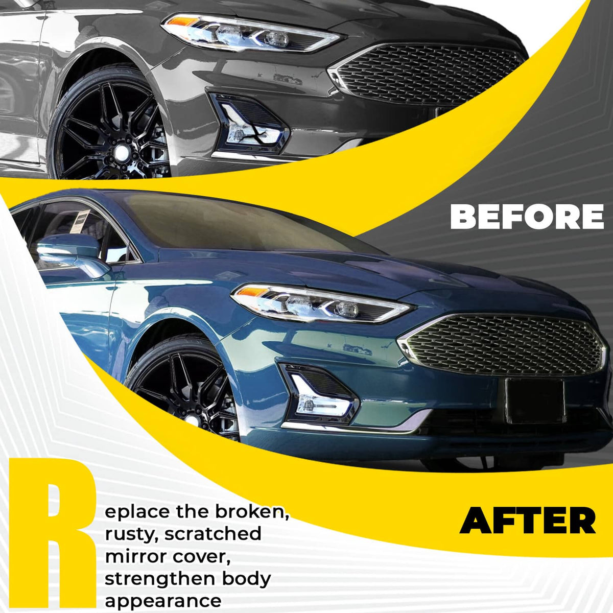 Solid Spare For Ford Fusion 2019-2020 LED Fog Lights Driving Lamps w/Bezel Wiring Left+Right