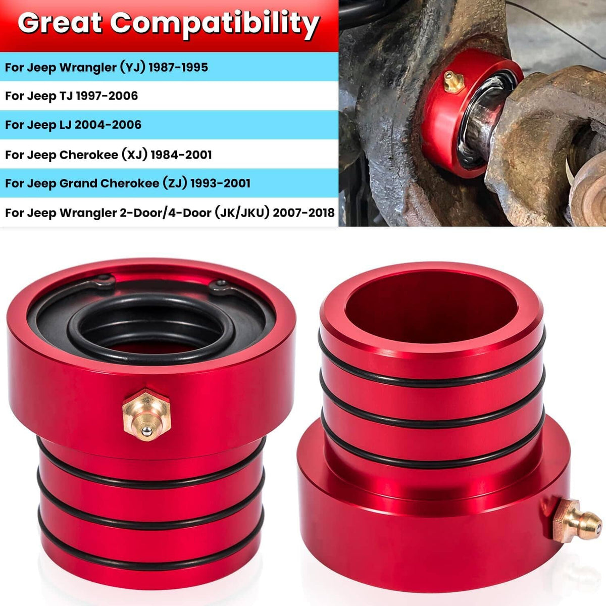 Solid Spare MG21103 Dana 30/44 Front Axle Tube Seal Pair for Jeep Cherokee Wrangler JK TJ XJ