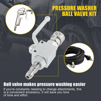 Solidspare Steel High Pressure Washer Ball Valve Kit, 3/8 Inch Quick Connect 4500 PSI