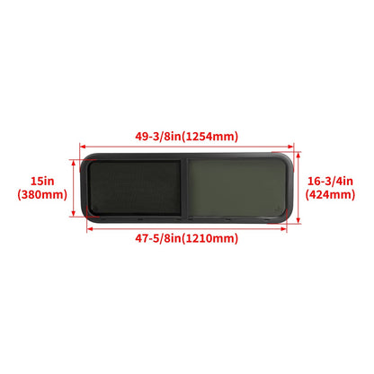Solidspare For Camper Cargo Trailer 48" x 15" Horizontal Window Sliding RV Window w/Trim