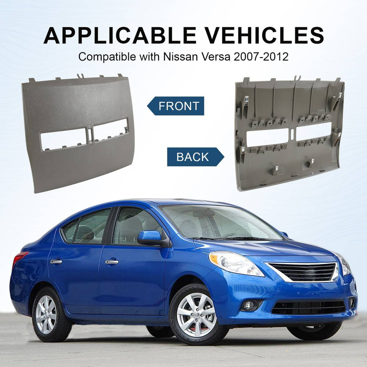 Solidspare For 07-12 Nissan Versa Center Dash Console Instrument Panel Cluster Lid Bezel