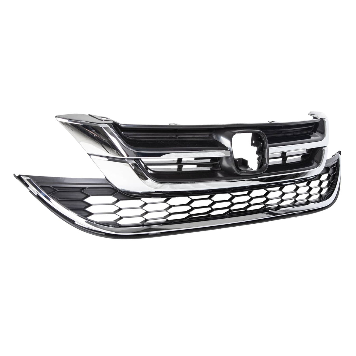 Solid Spare FOR HONDA CRV CR-V 2010 2011 FRONT BUMPER UPPER & LOWER GRILL GRILLE ABS CHROME