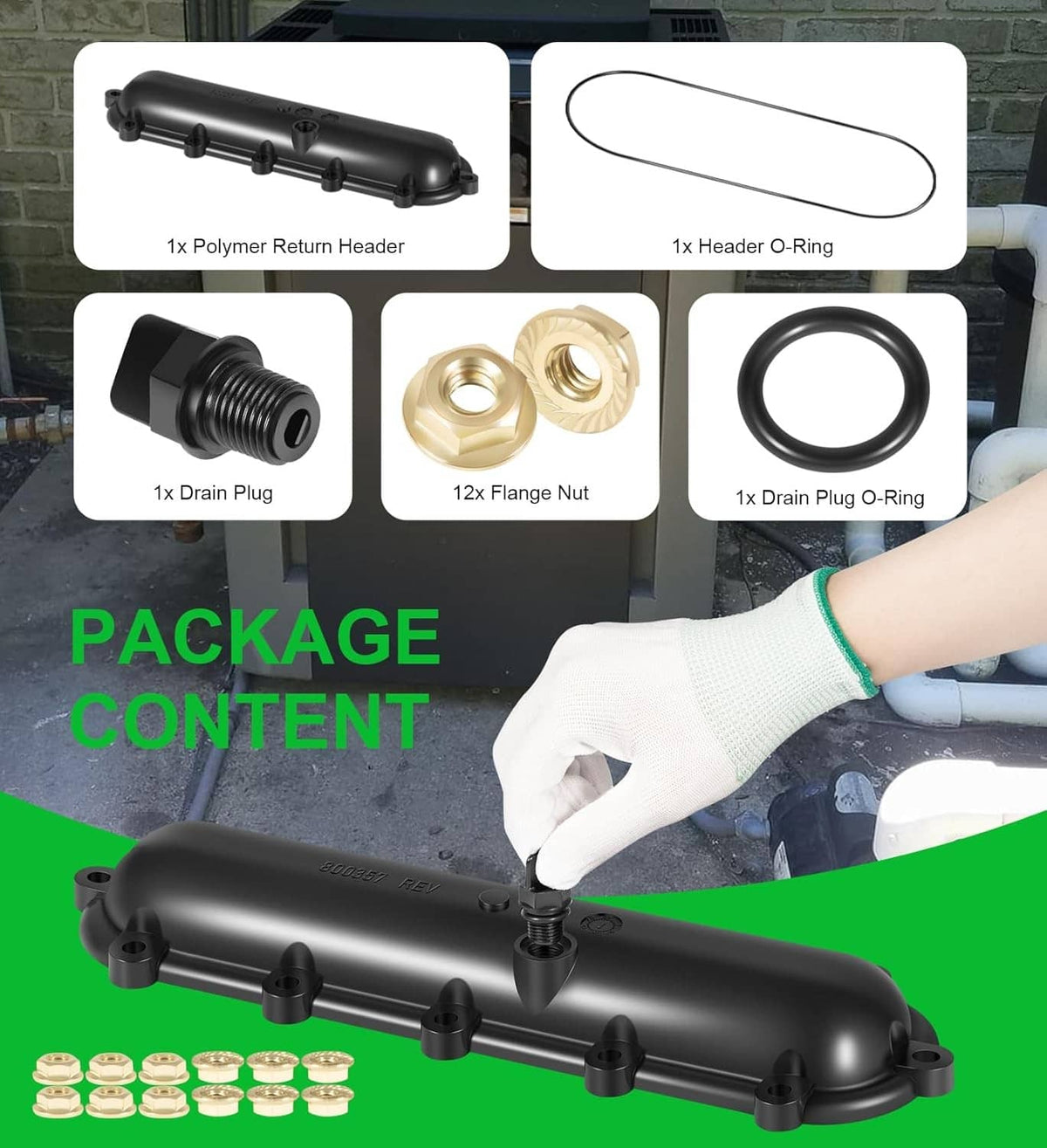 Solid Spare Replacement Return Header for Raypak 206A - 407A with Seal & Flange Nut Kit