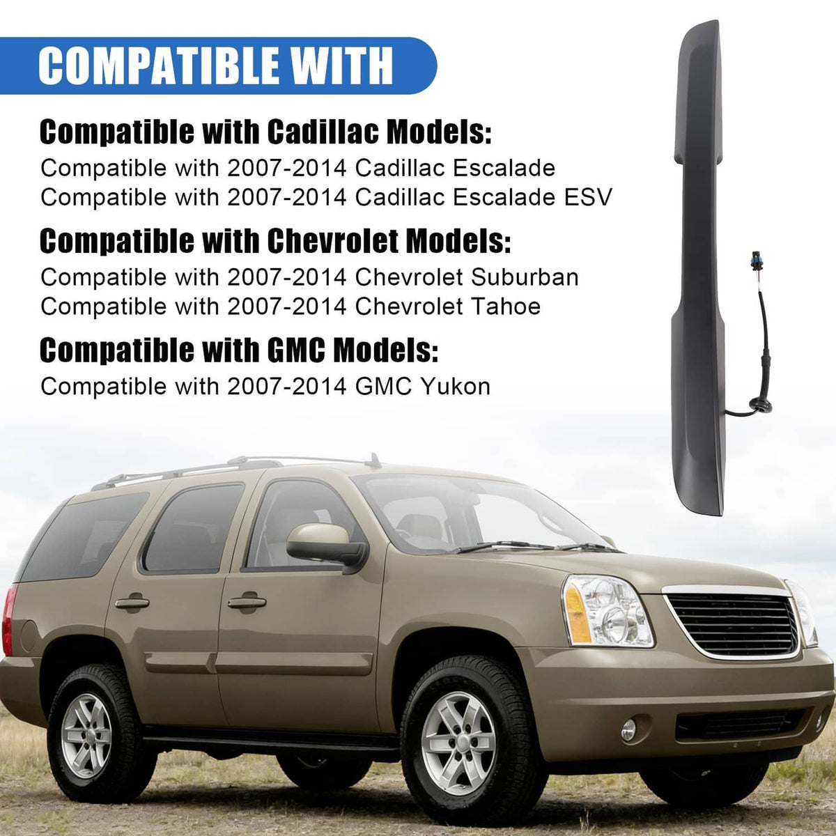 Solidspare Outside Lift Gate Handle Black For 07-14 Yukon Suburban Tahoe Escalade 25838218