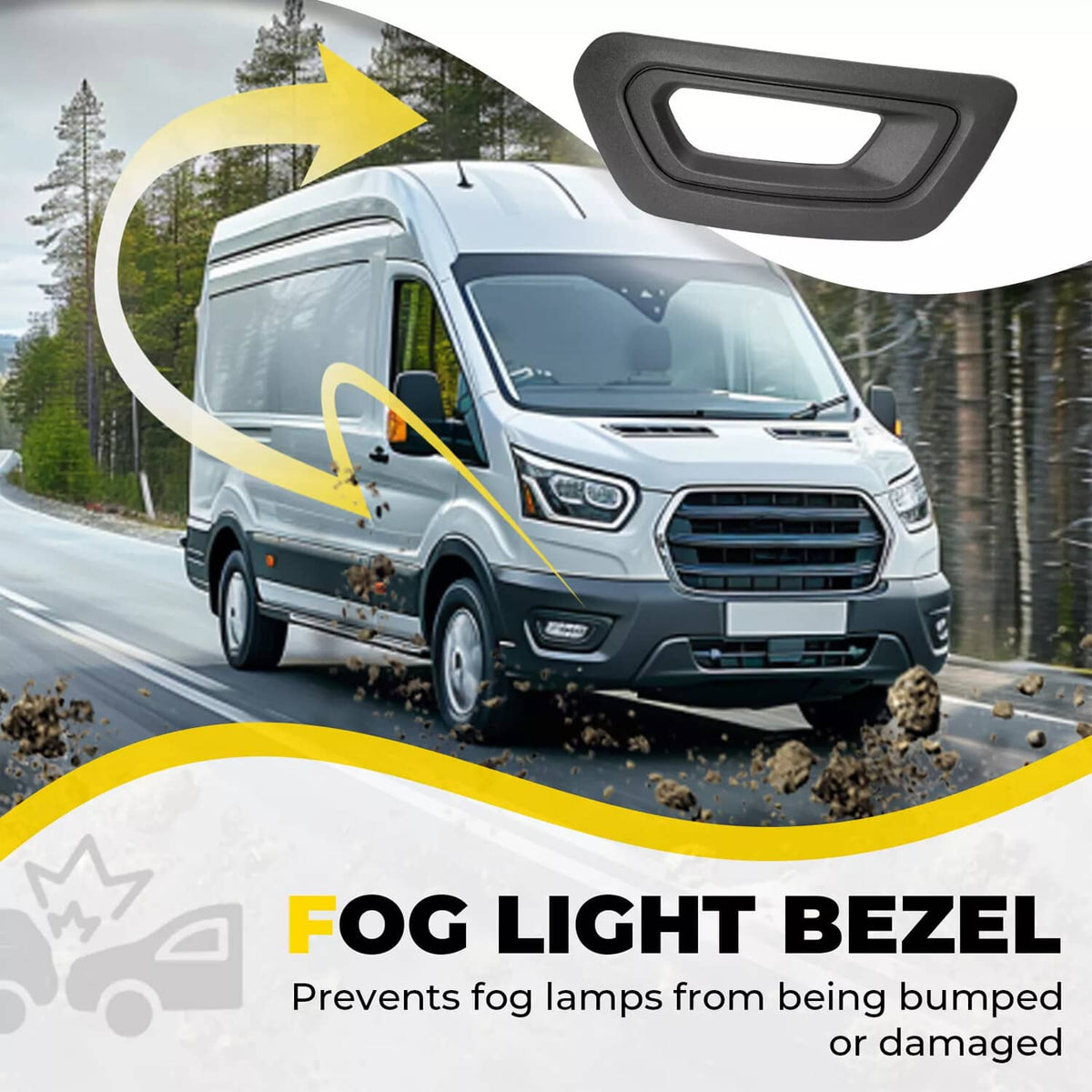 Solid Spare FOR FORD TRANSIT 2020-25 VAN LEFT&RIGHT SIDE FOG LIGHT LAMP COVERS BEZELS BLACK