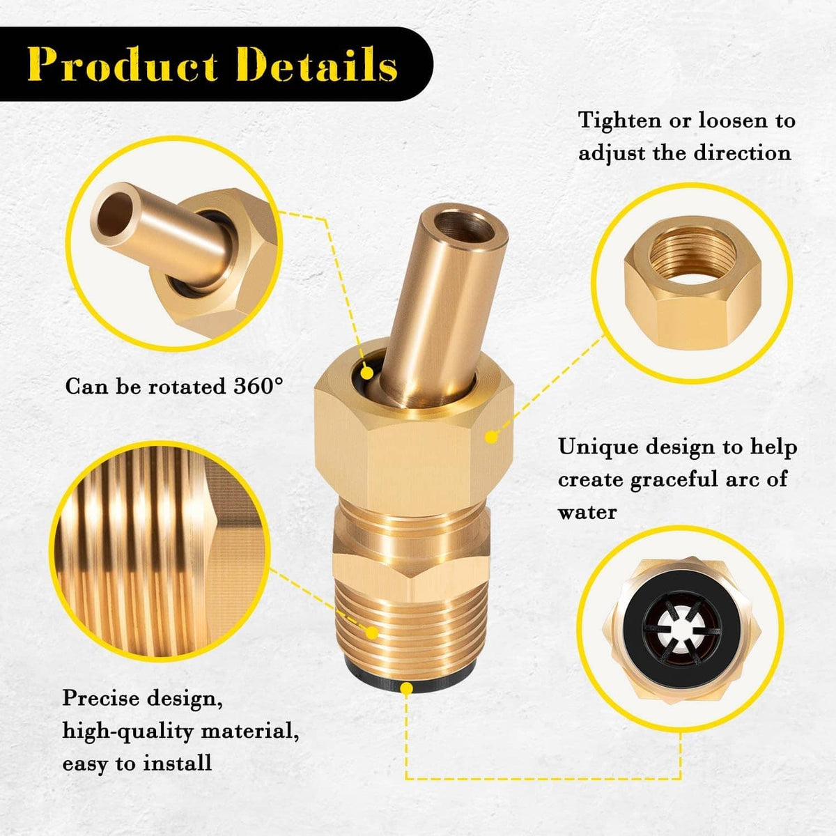Solidspare 4 Pack Swimming Pool Spa Brass Deck Jet Nozzle Replacement For R0560400 590041