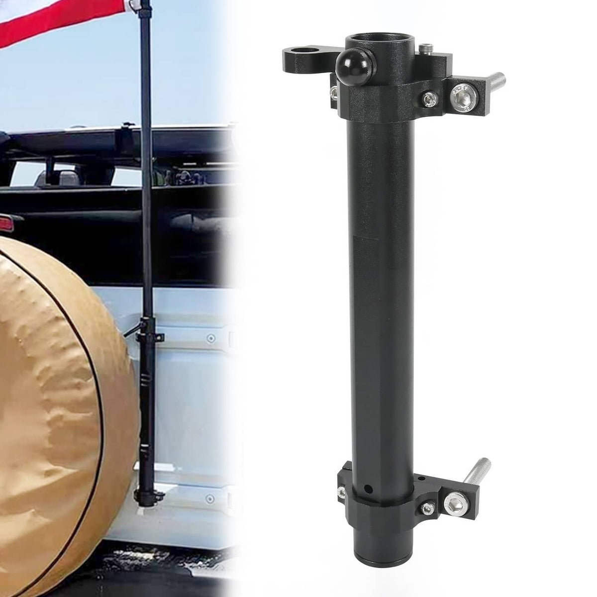 Solidspare Multi-Function Antenna Mount, Tailgate Flagpole Holder For Jeep Wrangler JK JL